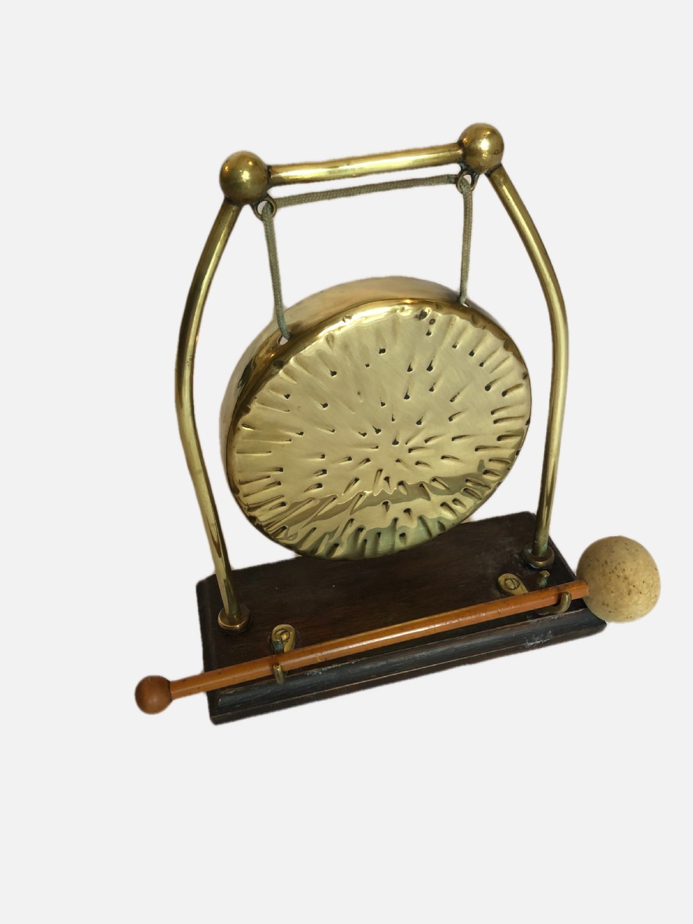 Antique Edwardian Brass Table Gong View IV