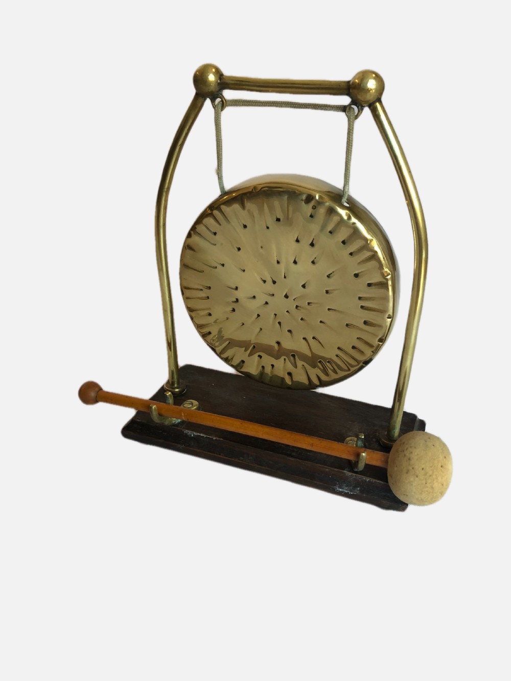 Antique Edwardian Brass Table Gong View V