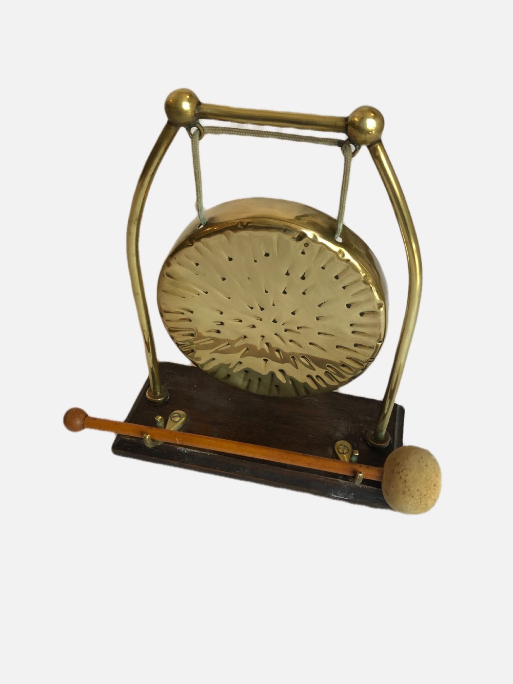 Antique Edwardian Brass Table Gong View VI