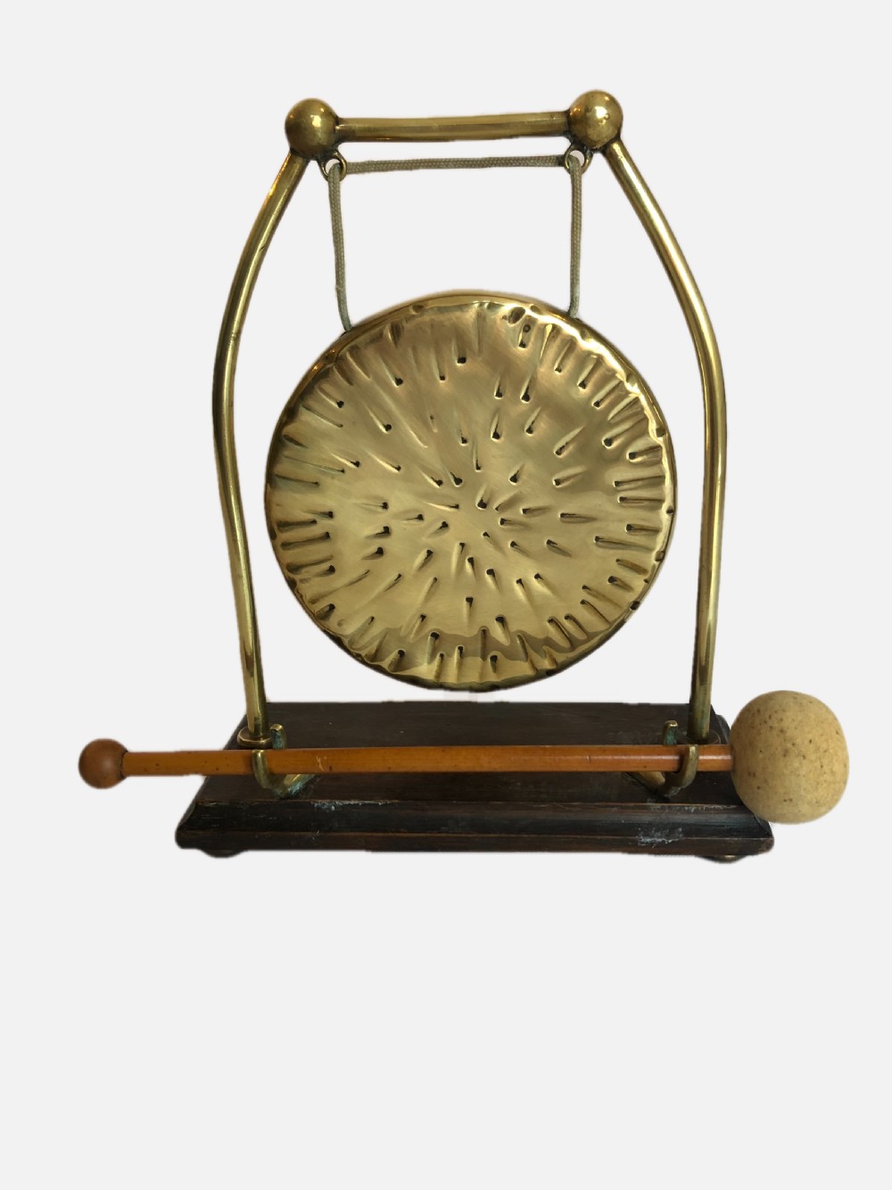 Antique Edwardian Brass Table Gong View IX