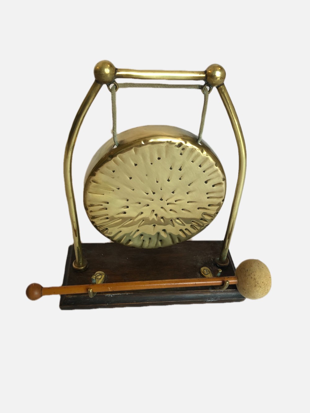 Antique Edwardian Brass Table Gong View X
