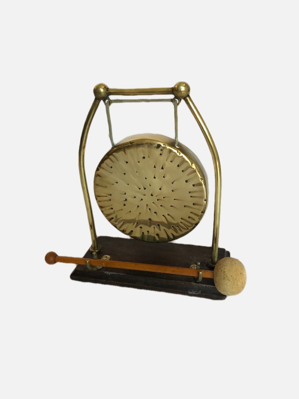 Antique Edwardian Brass Table Gong View XI
