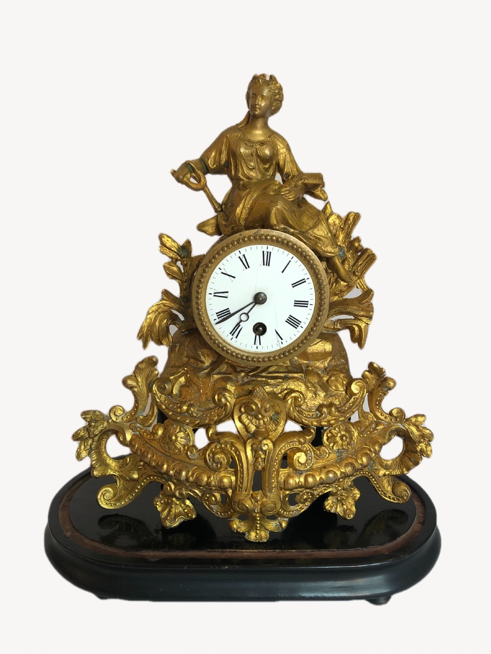 Antique Victorian French Ornate Gilded Mantle clock View II