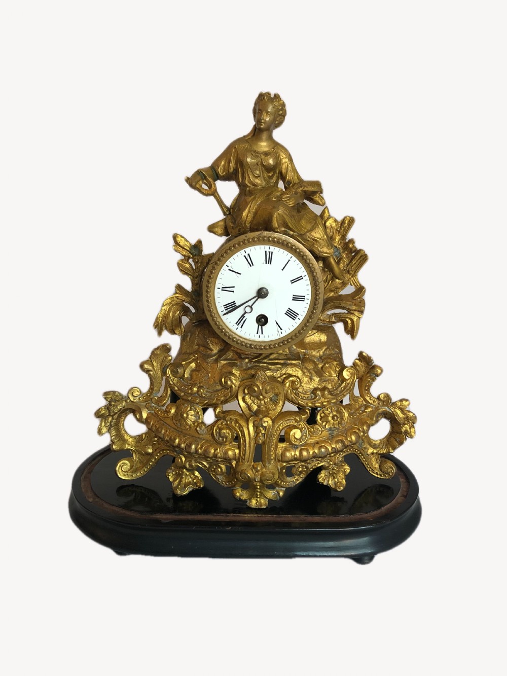 Antique Victorian French Ornate Gilded Mantle clock View III