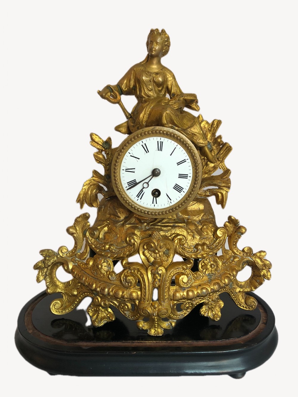 Antique Victorian French Ornate Gilded Mantle clock View V