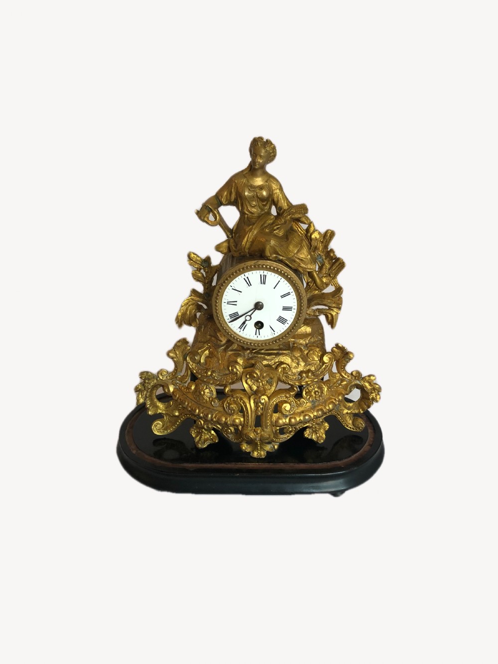 Antique Victorian French Ornate Gilded Mantle clock View IX