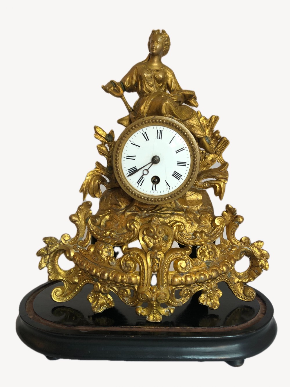 Antique Victorian French Ornate Gilded Mantle clock View X