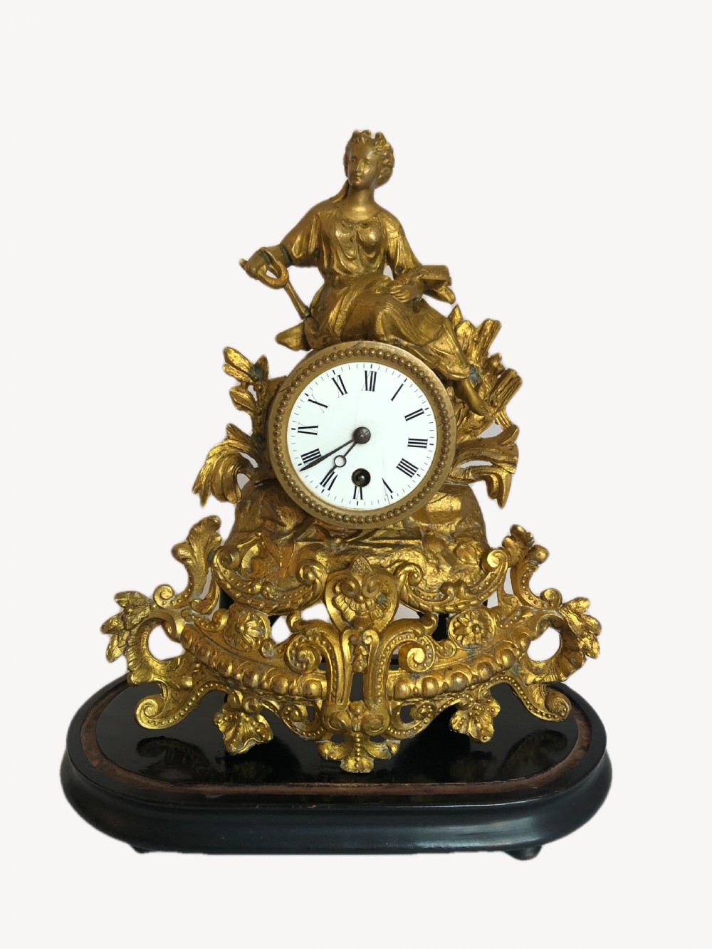 Antique Victorian French Ornate Gilded Mantle clock View XI