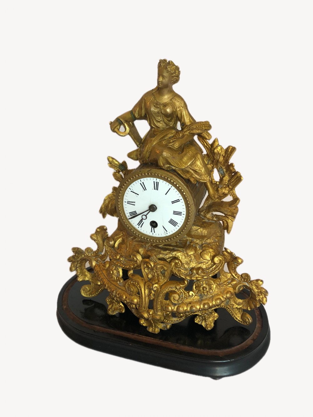 Antique Victorian French Ornate Gilded Mantle clock View XII