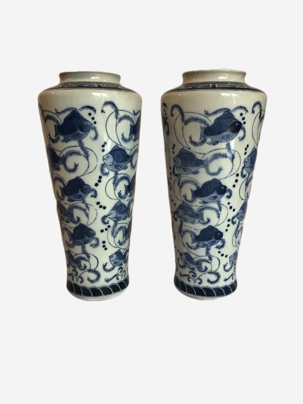 Pair of Antique Chinese Blue & White Vases