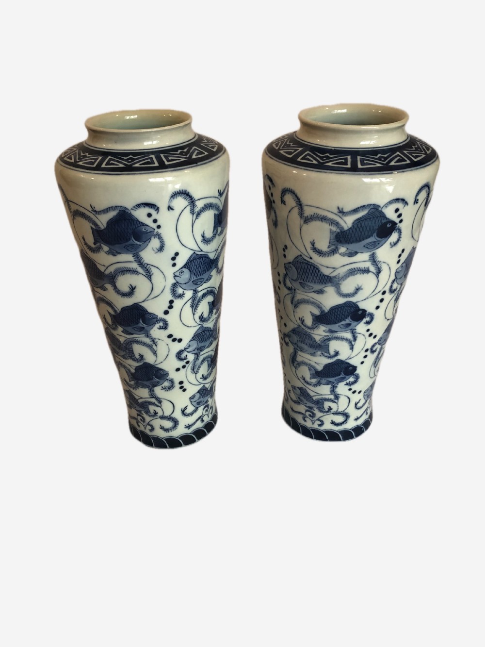 Pair of Antique Chinese Blue & White Vases View II