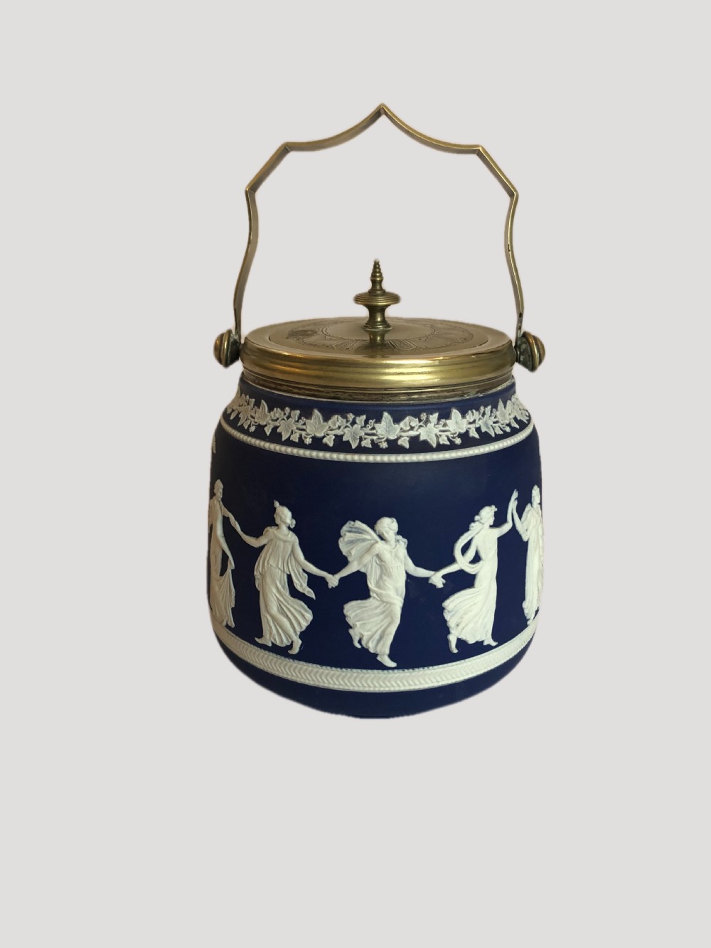 Antique Edwardian Wedgwood Jasper Ware Biscuit Barrel