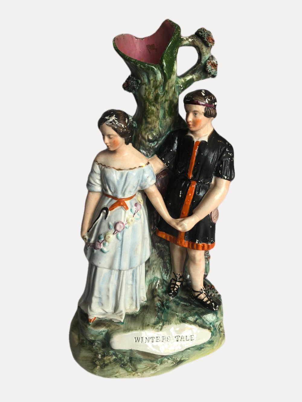 Antique Victorian Winters Tale Staffordshire Figure