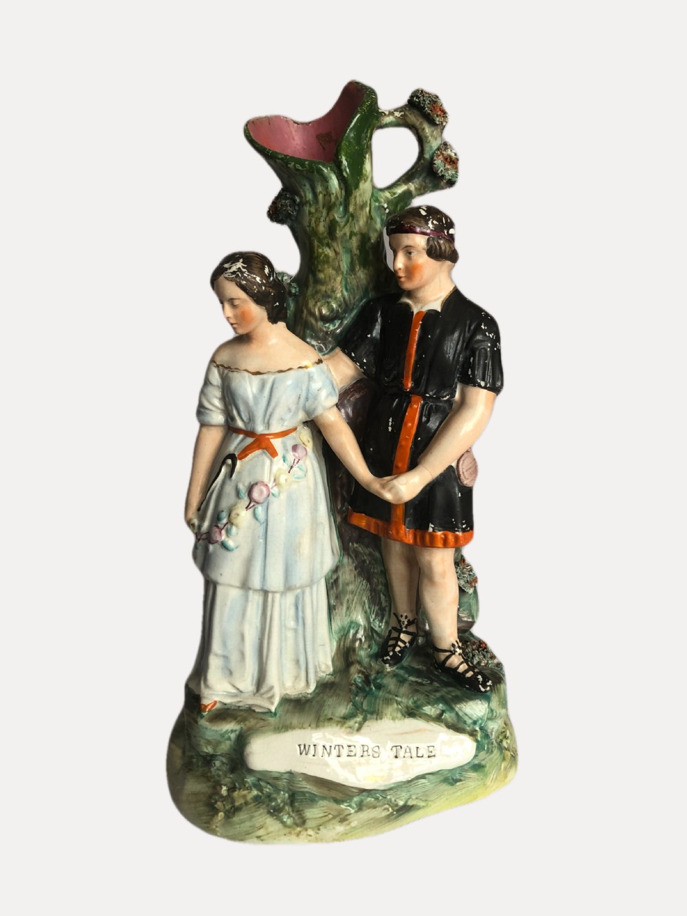 Antique Victorian Winters Tale Staffordshire Figure View III