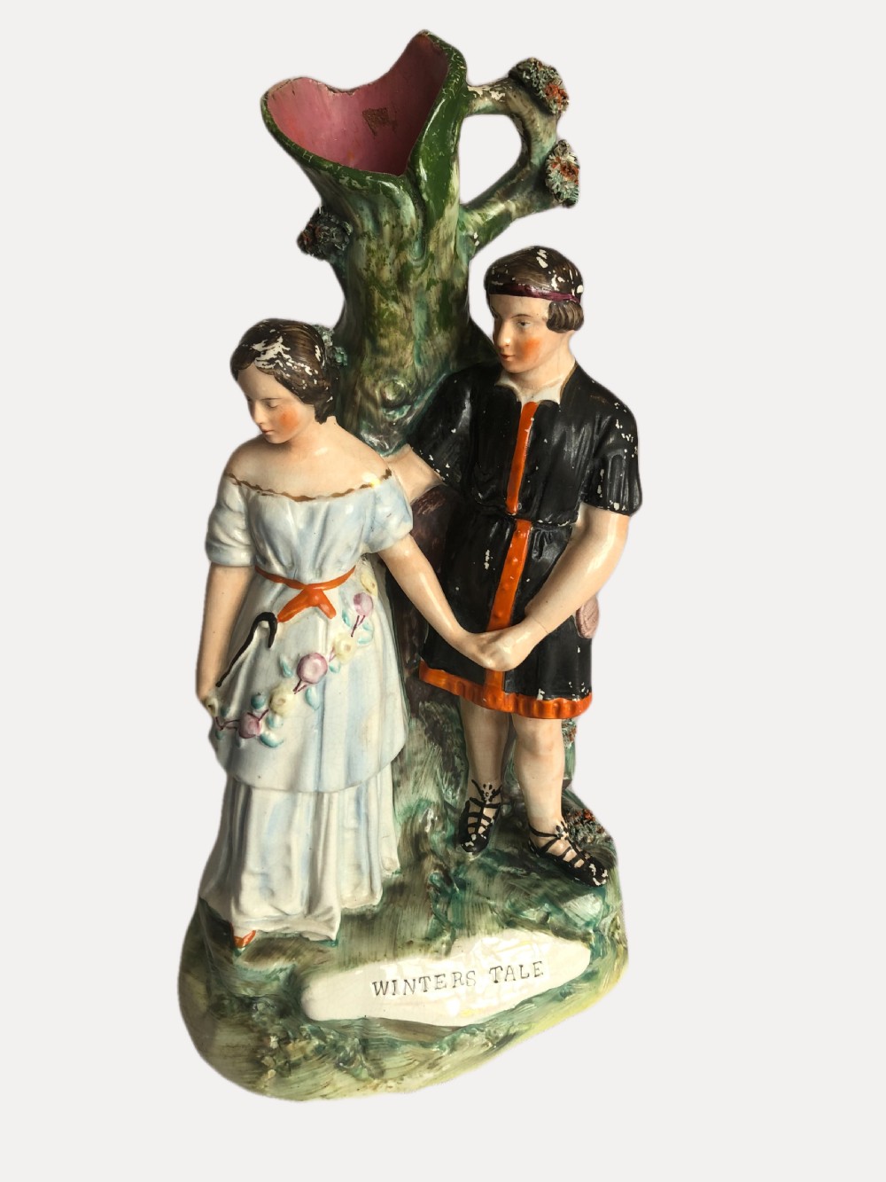 Antique Victorian Winters Tale Staffordshire Figure View IV