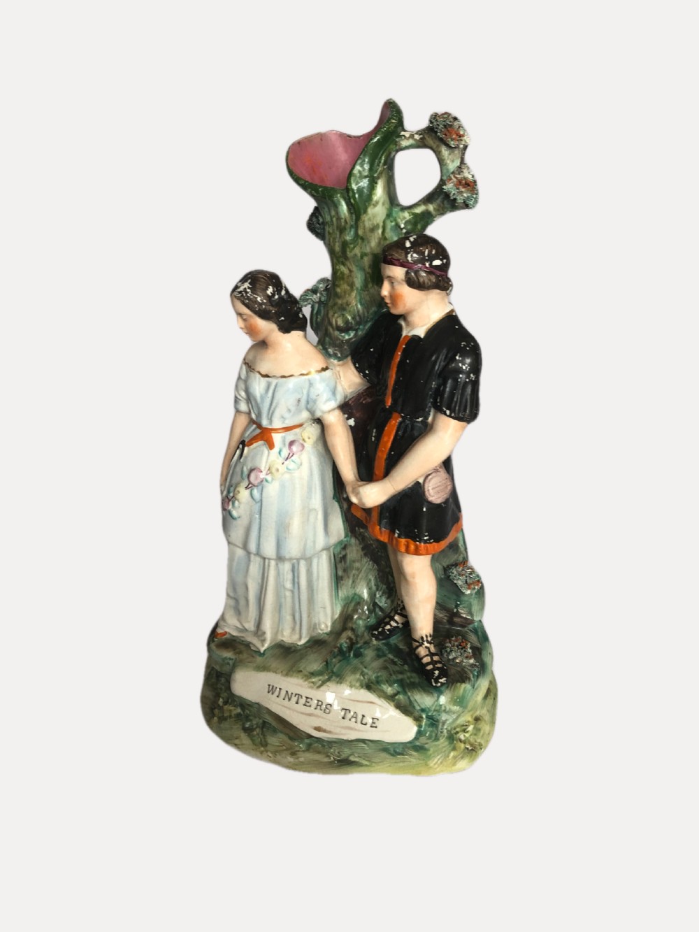 Antique Victorian Winters Tale Staffordshire Figure View V