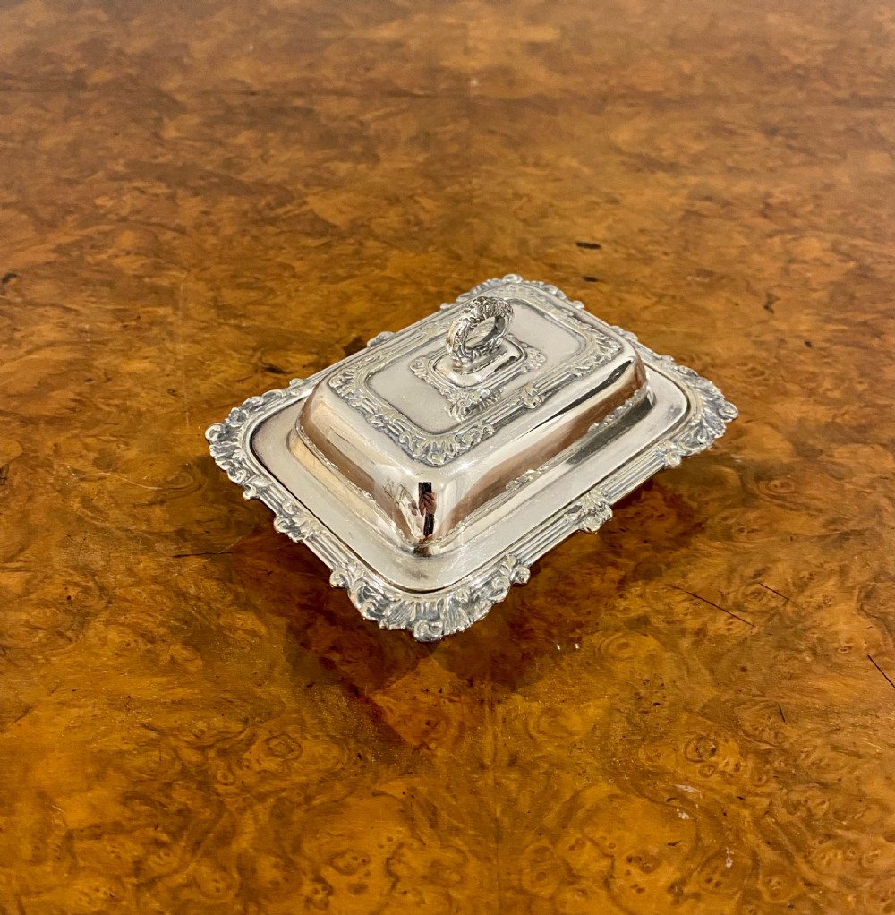 Antique Edwardian Quality Silver Plated Ornate Butter Dish View III