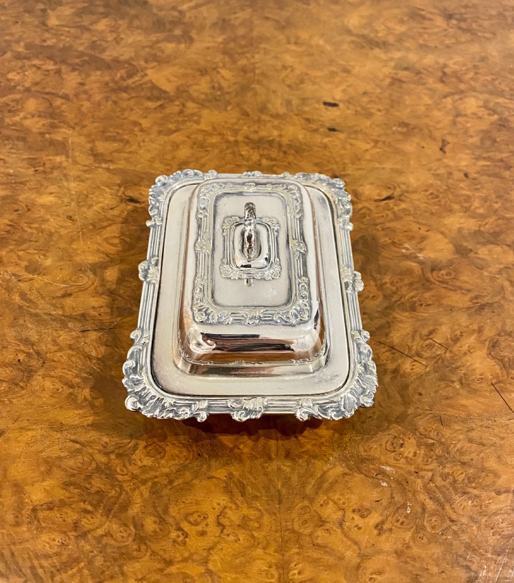 Antique Edwardian Quality Silver Plated Ornate Butter Dish View IV