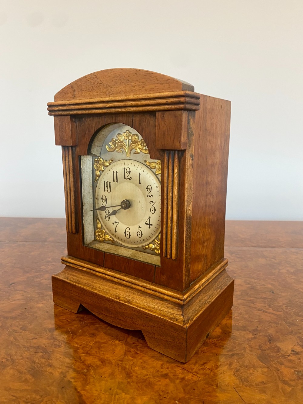 Antique Edwardian Walnut Mantle Clock View II