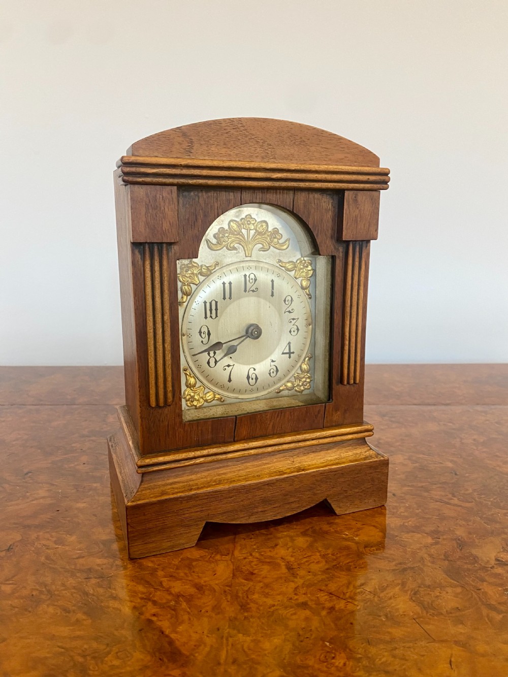 Antique Edwardian Walnut Mantle Clock View IV