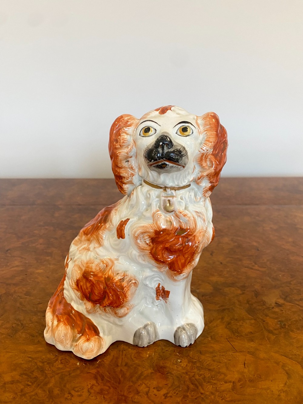 Antique Victorian Staffordshire Spaniel Seated Dog