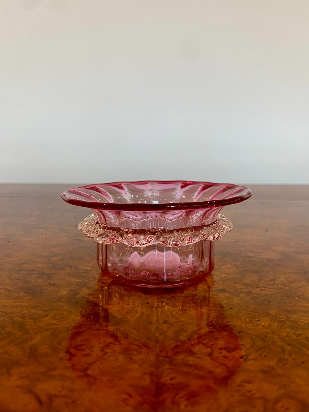 Small Antique Victorian Quality Cranberry Glass Bowl