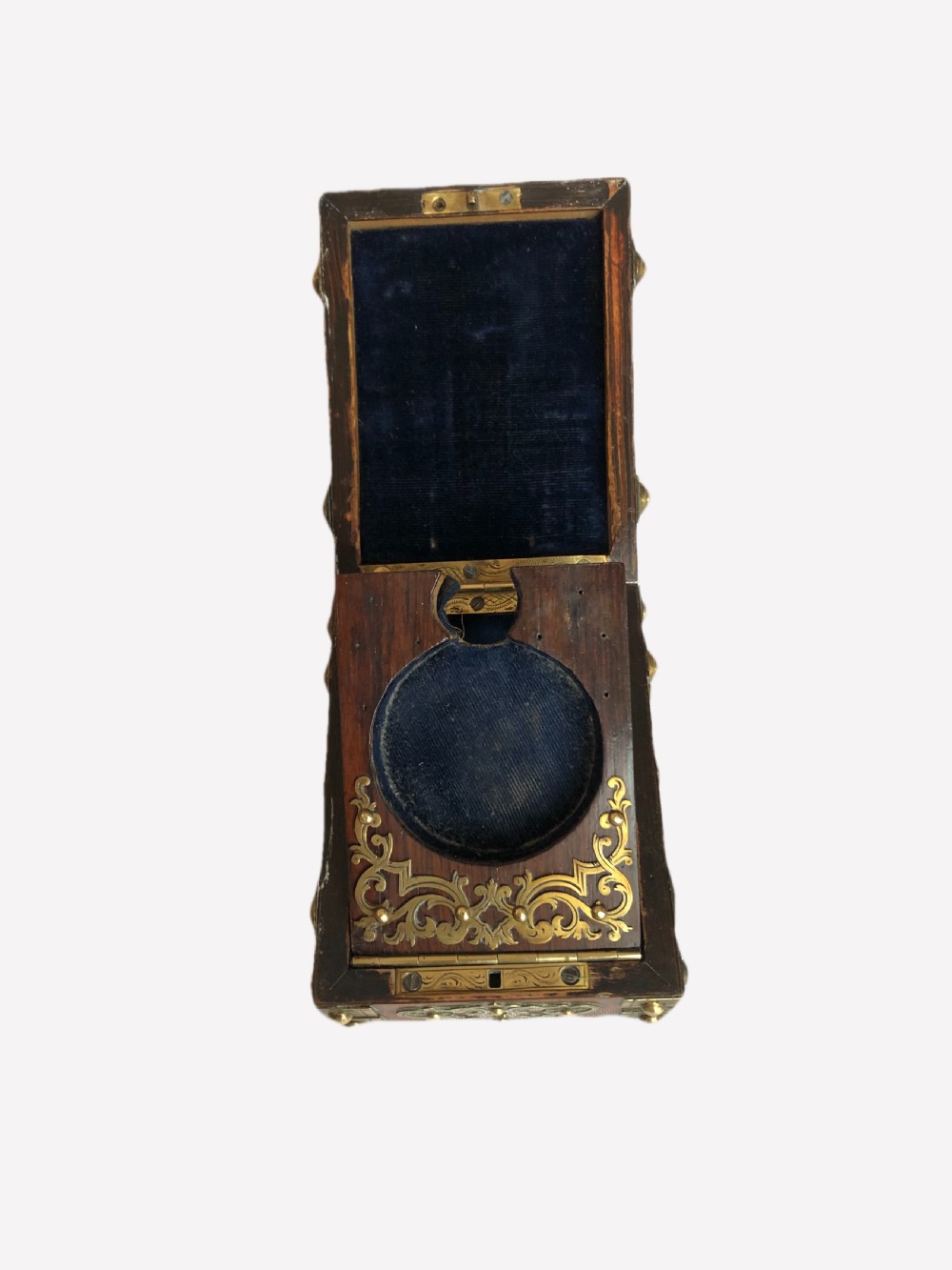 Quality Small Antique Victorian Oak & Brass Watch Box View III