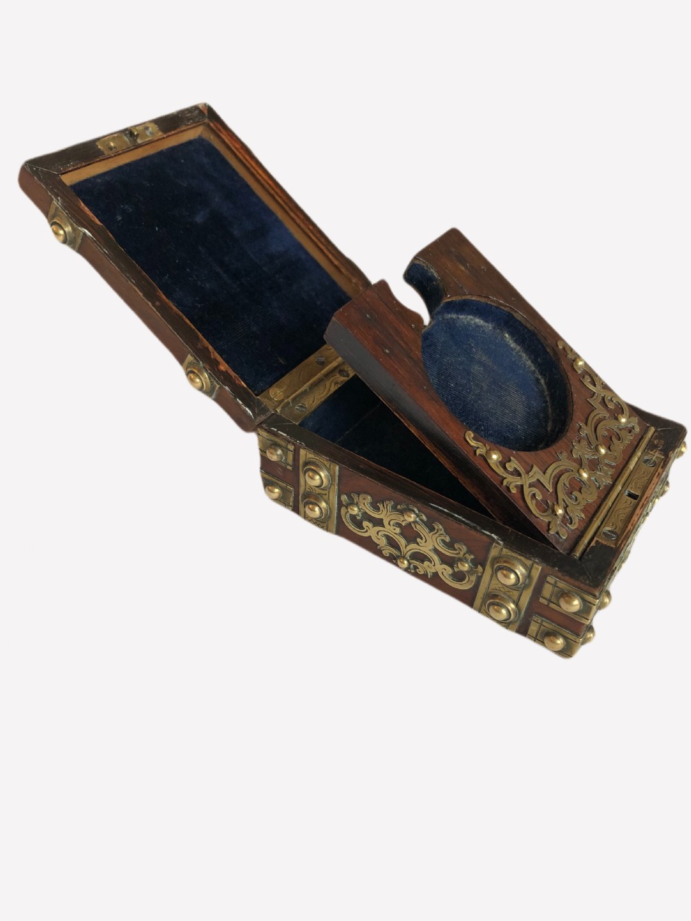 Quality Small Antique Victorian Oak & Brass Watch Box View IV