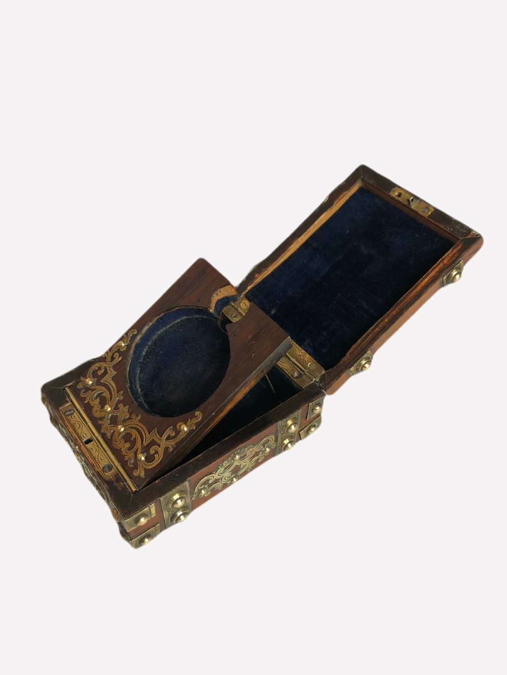 Quality Small Antique Victorian Oak & Brass Watch Box View V