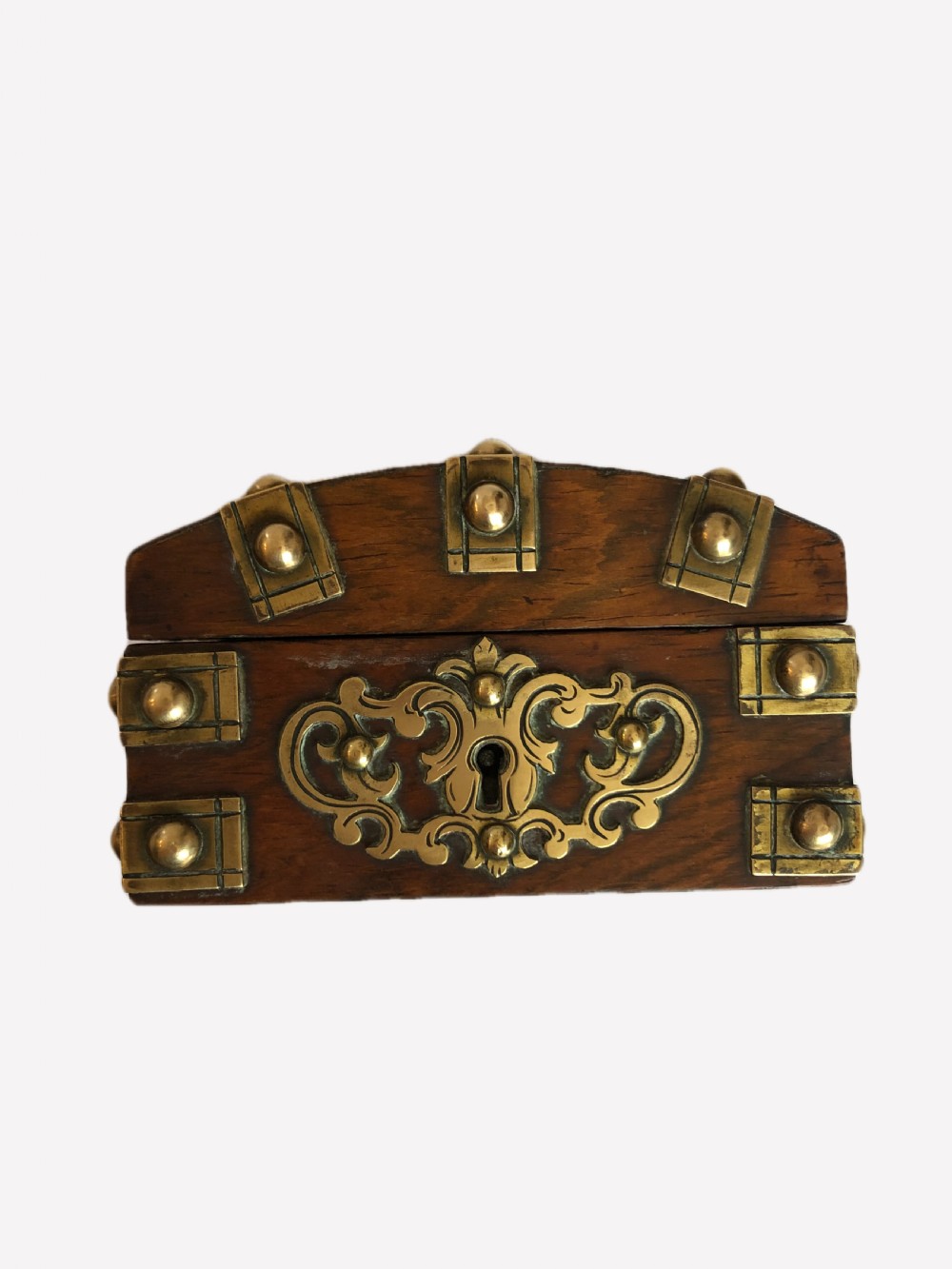 Quality Small Antique Victorian Oak & Brass Watch Box View VIII
