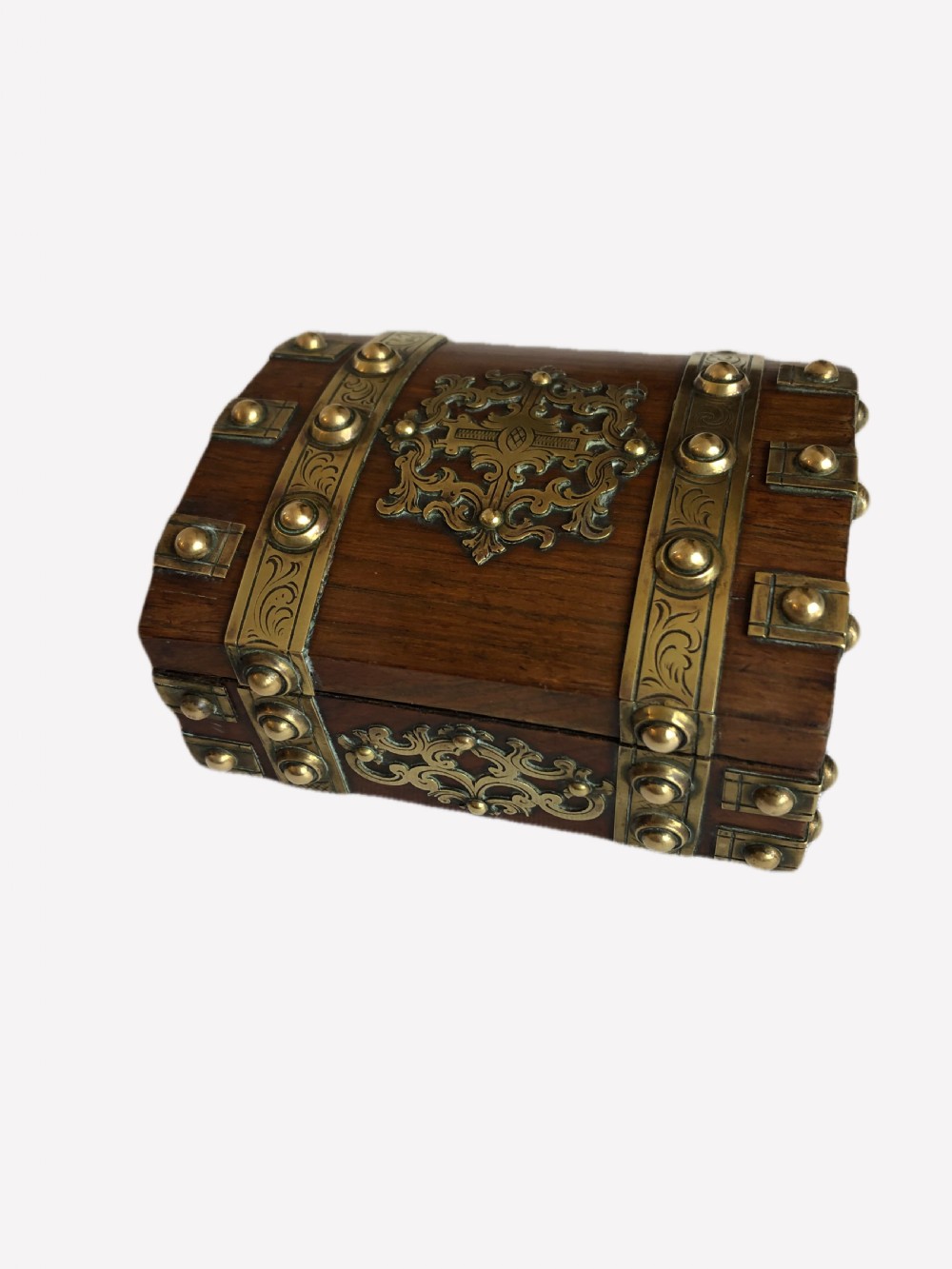 Quality Small Antique Victorian Oak & Brass Watch Box View IX