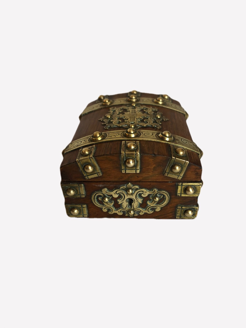 Quality Small Antique Victorian Oak & Brass Watch Box View X