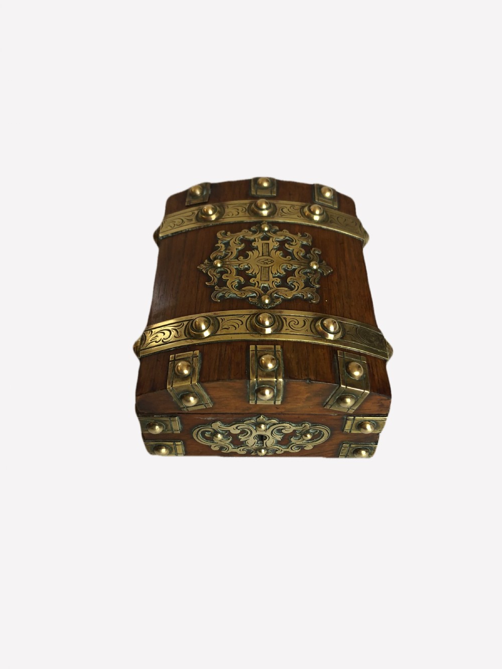 Quality Small Antique Victorian Oak & Brass Watch Box View XI