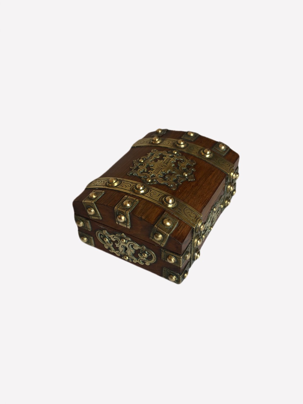 Quality Small Antique Victorian Oak & Brass Watch Box View XII