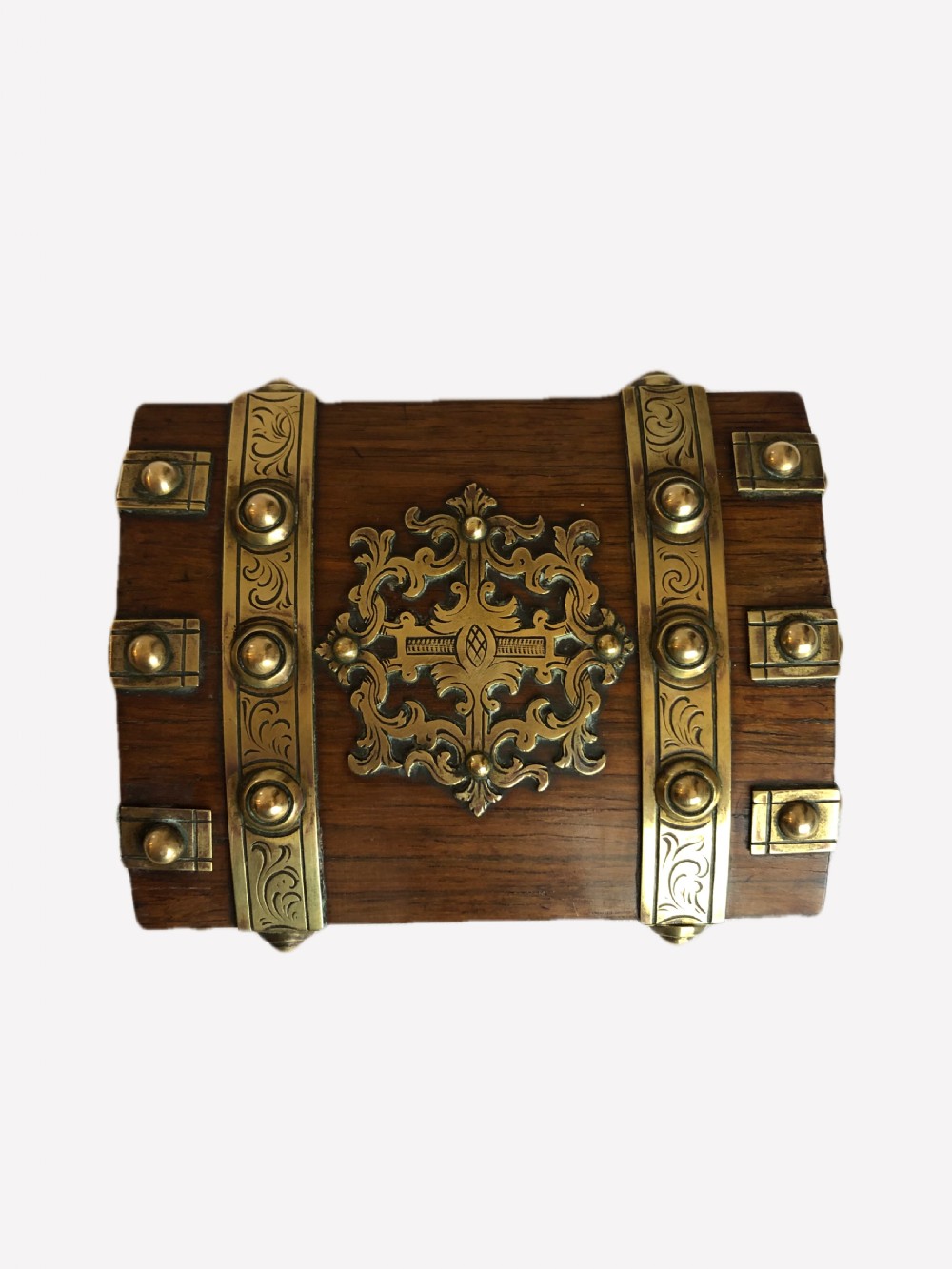 Quality Small Antique Victorian Oak & Brass Watch Box View XV