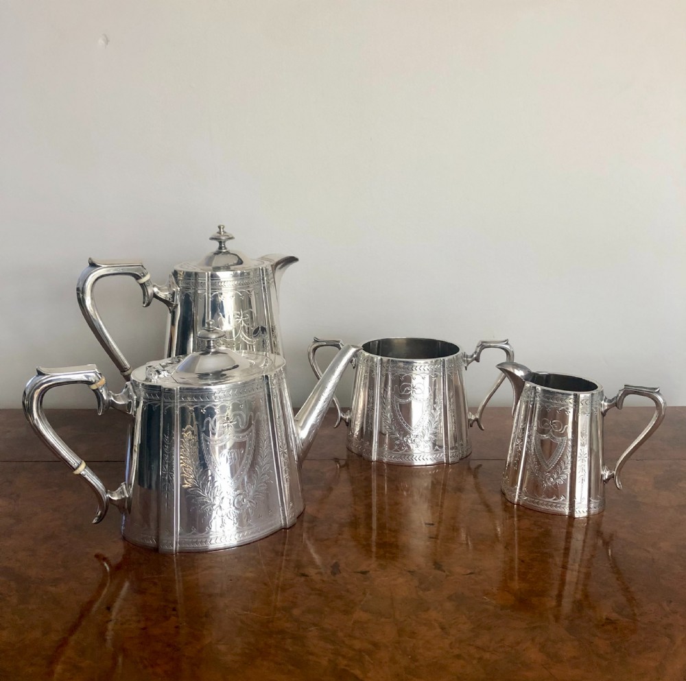 Quality Antique Victorian 4 Piece Silver Plated Tea Set