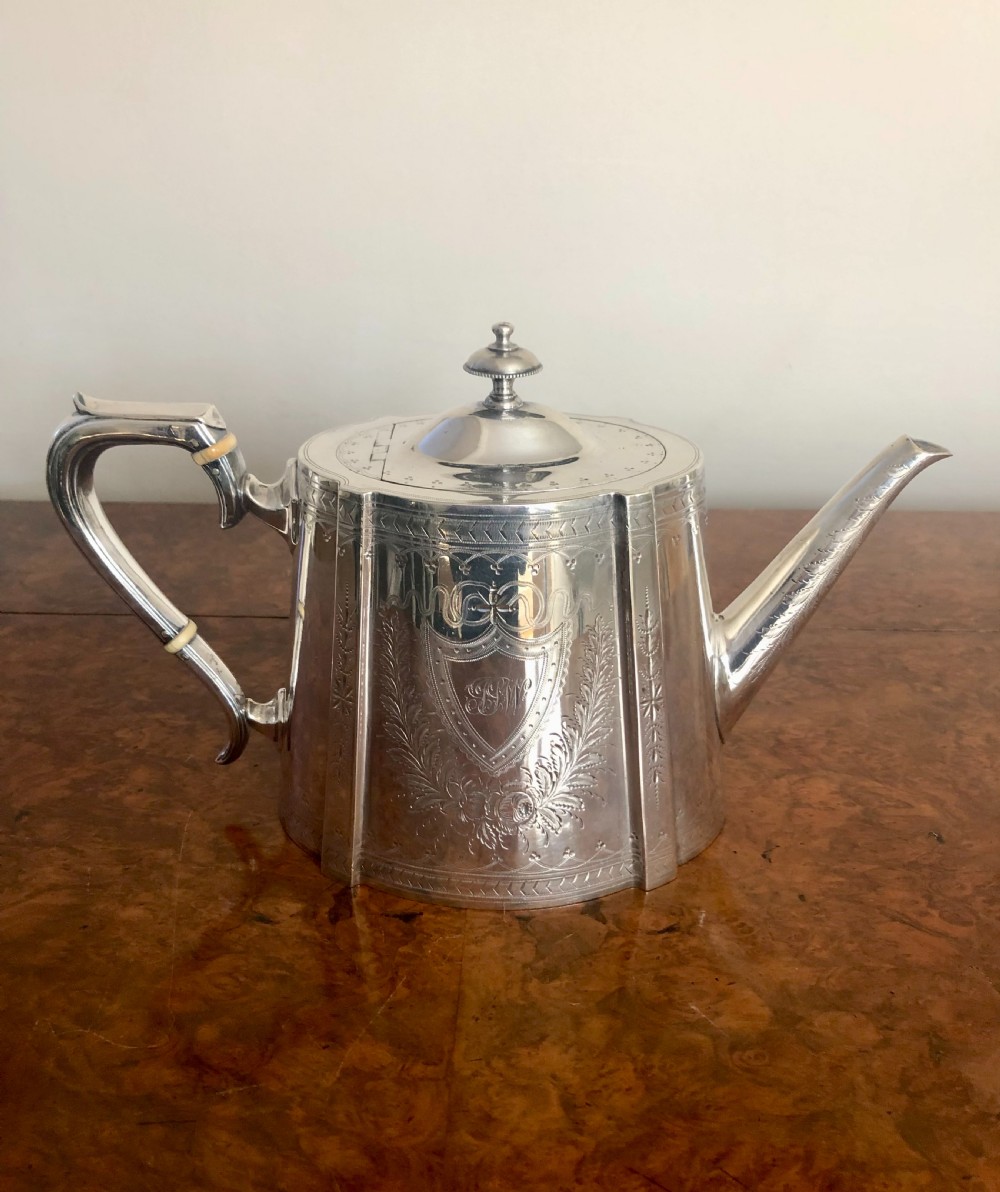 Quality Antique Victorian 4 Piece Silver Plated Tea Set View V
