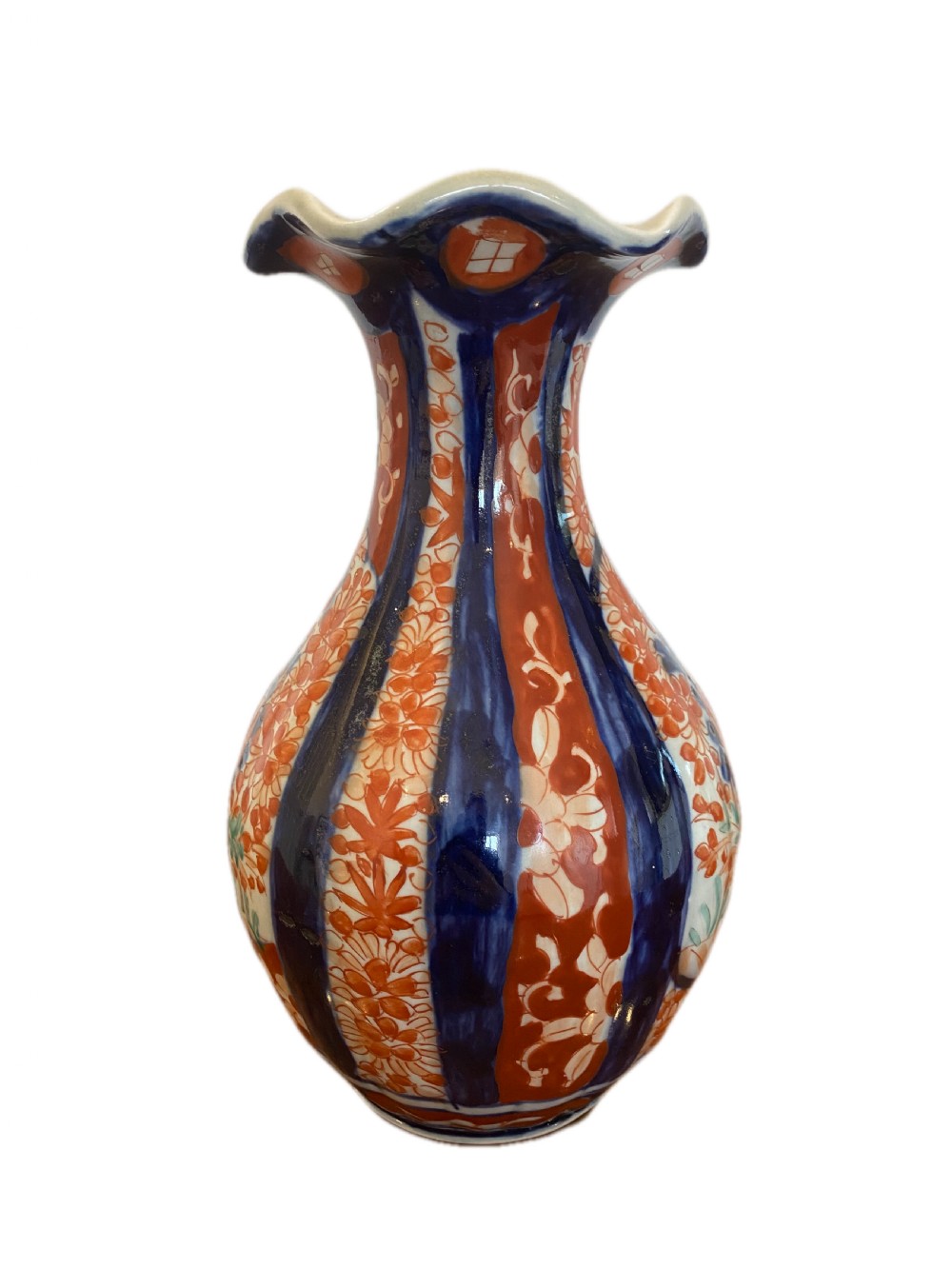 Quality Antique Japanese Imari Shaped Vase With A Shaped Top View III
