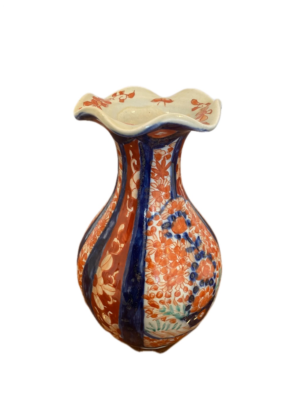 Quality Antique Japanese Imari Shaped Vase With A Shaped Top View IV