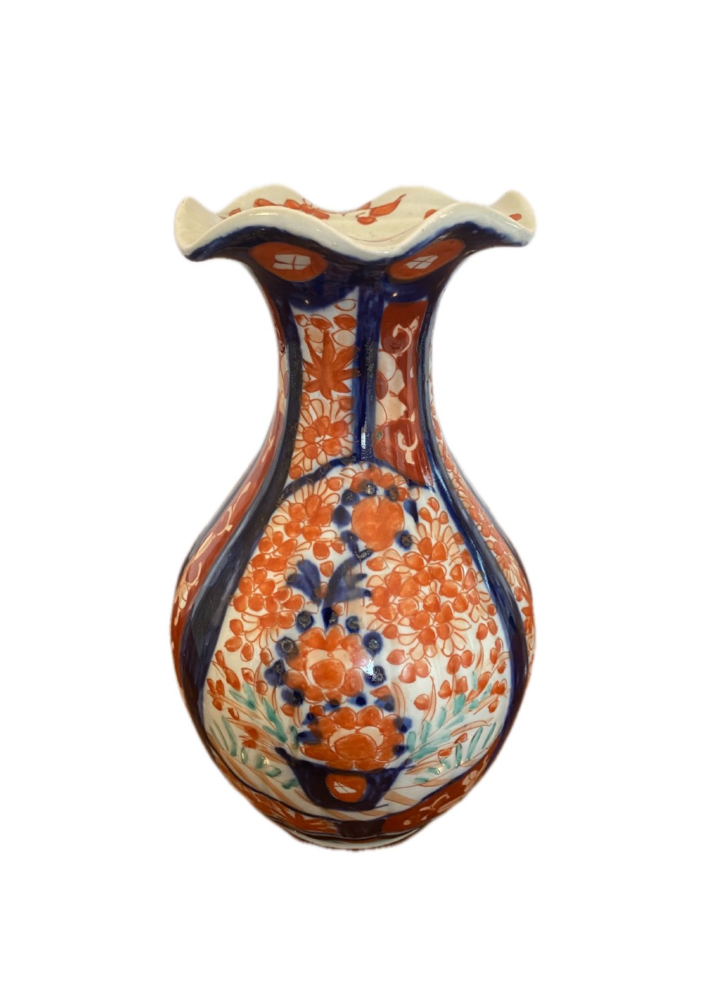 Quality Antique Japanese Imari Shaped Vase With A Shaped Top View V