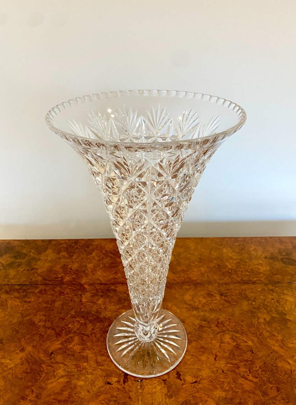 Large Antique Edwardian Quality Cut Glass Vase View II