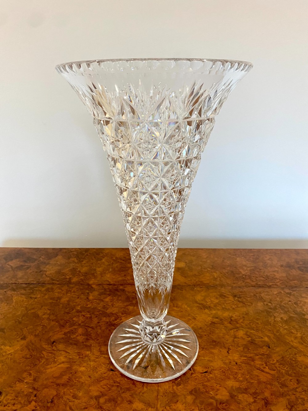 Large Antique Edwardian Quality Cut Glass Vase View III