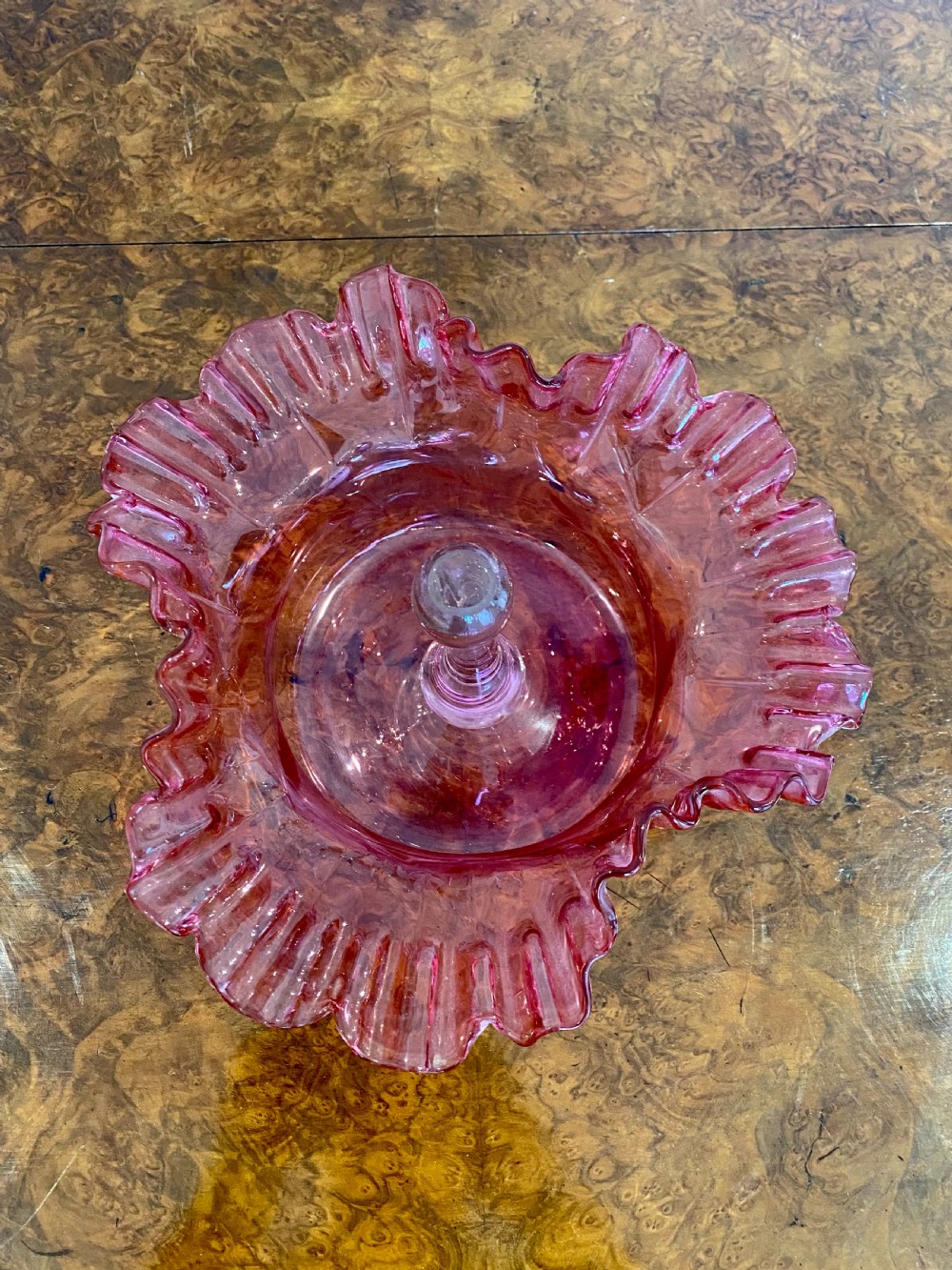Large Quality Antique Victorian Cranberry Glass Bowl View II