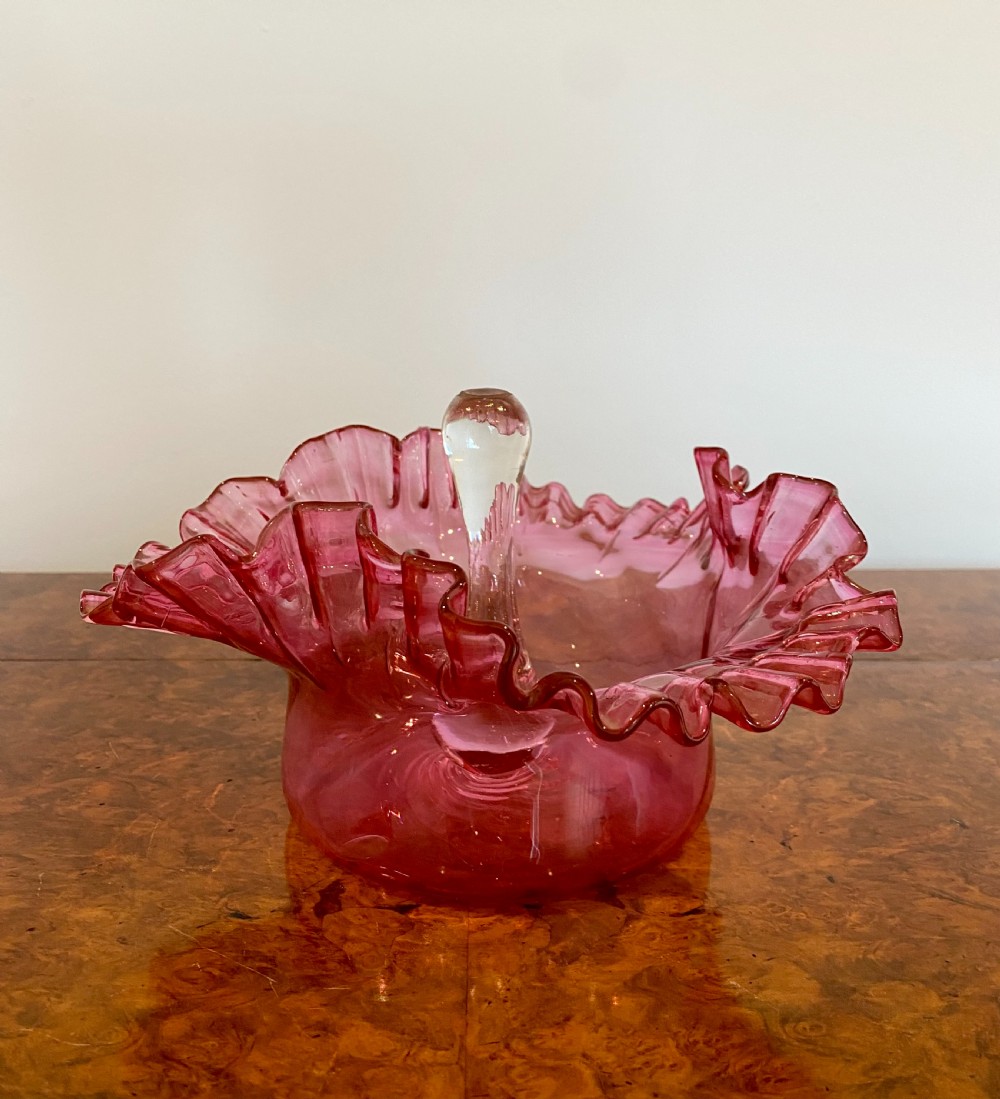 Large Quality Antique Victorian Cranberry Glass Bowl