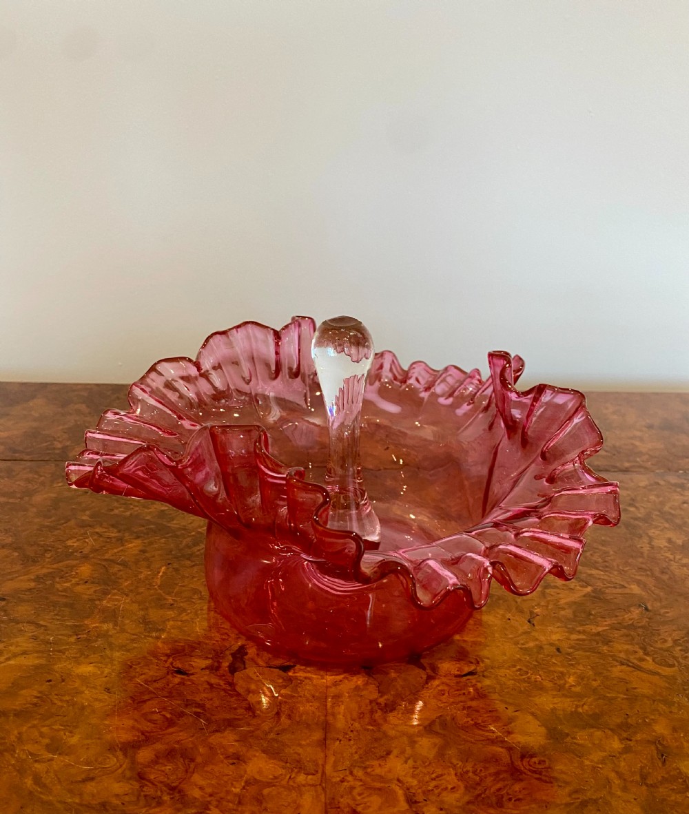 Large Quality Antique Victorian Cranberry Glass Bowl View III