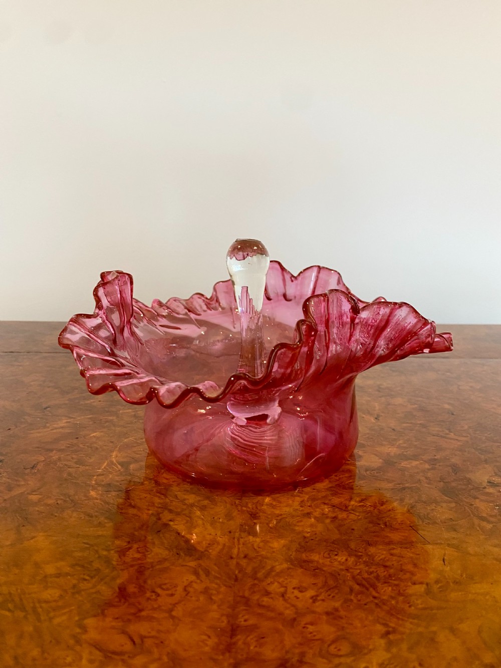 Large Quality Antique Victorian Cranberry Glass Bowl View IV