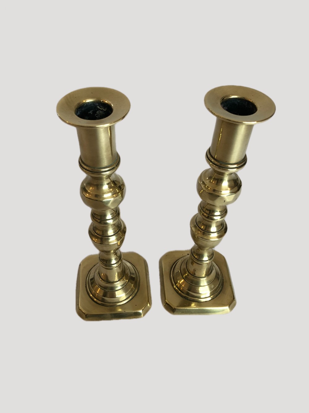 Unusual Pair of Antique Brass Candlesticks View V
