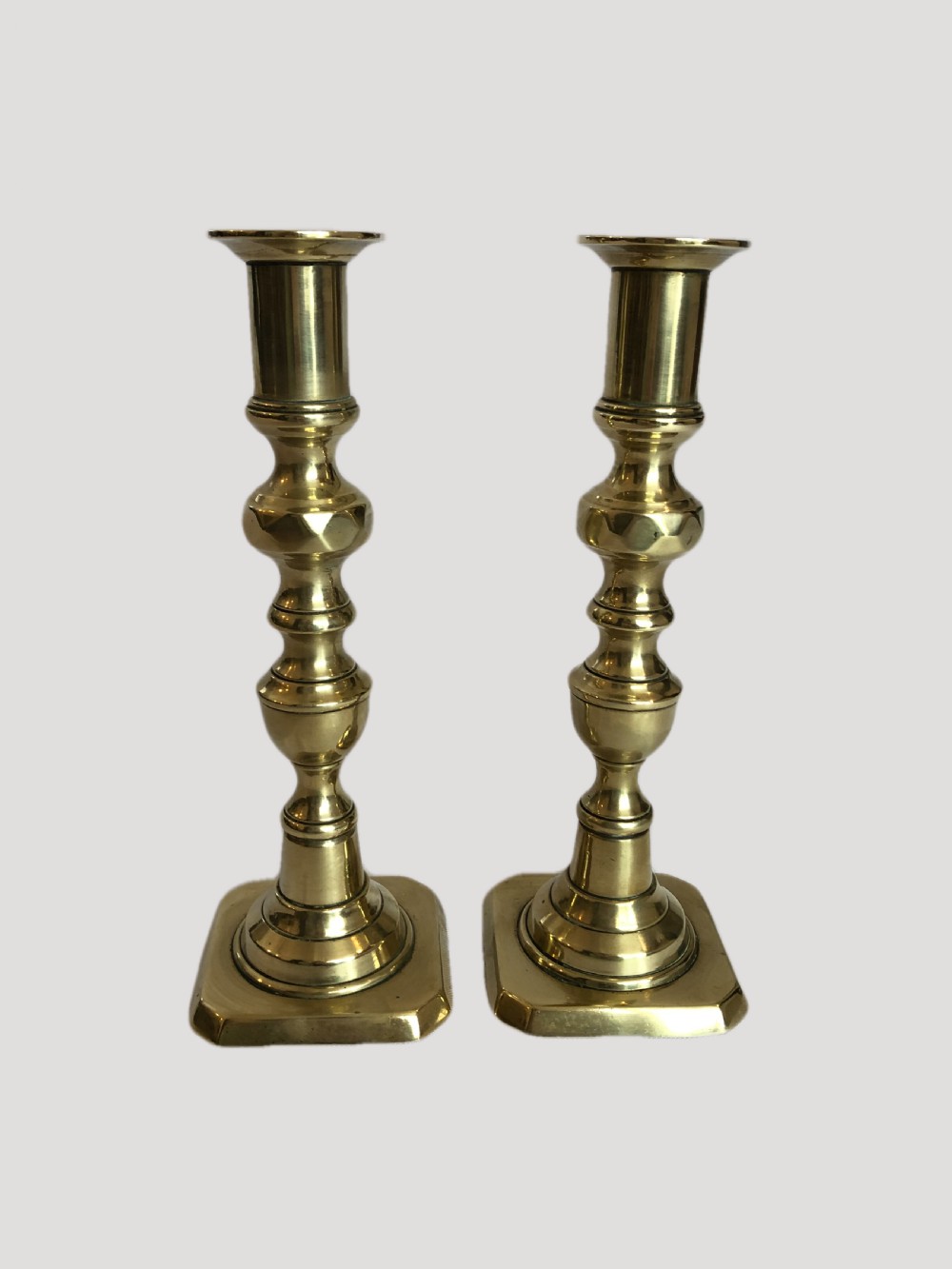 Unusual Pair of Antique Brass Candlesticks View IV