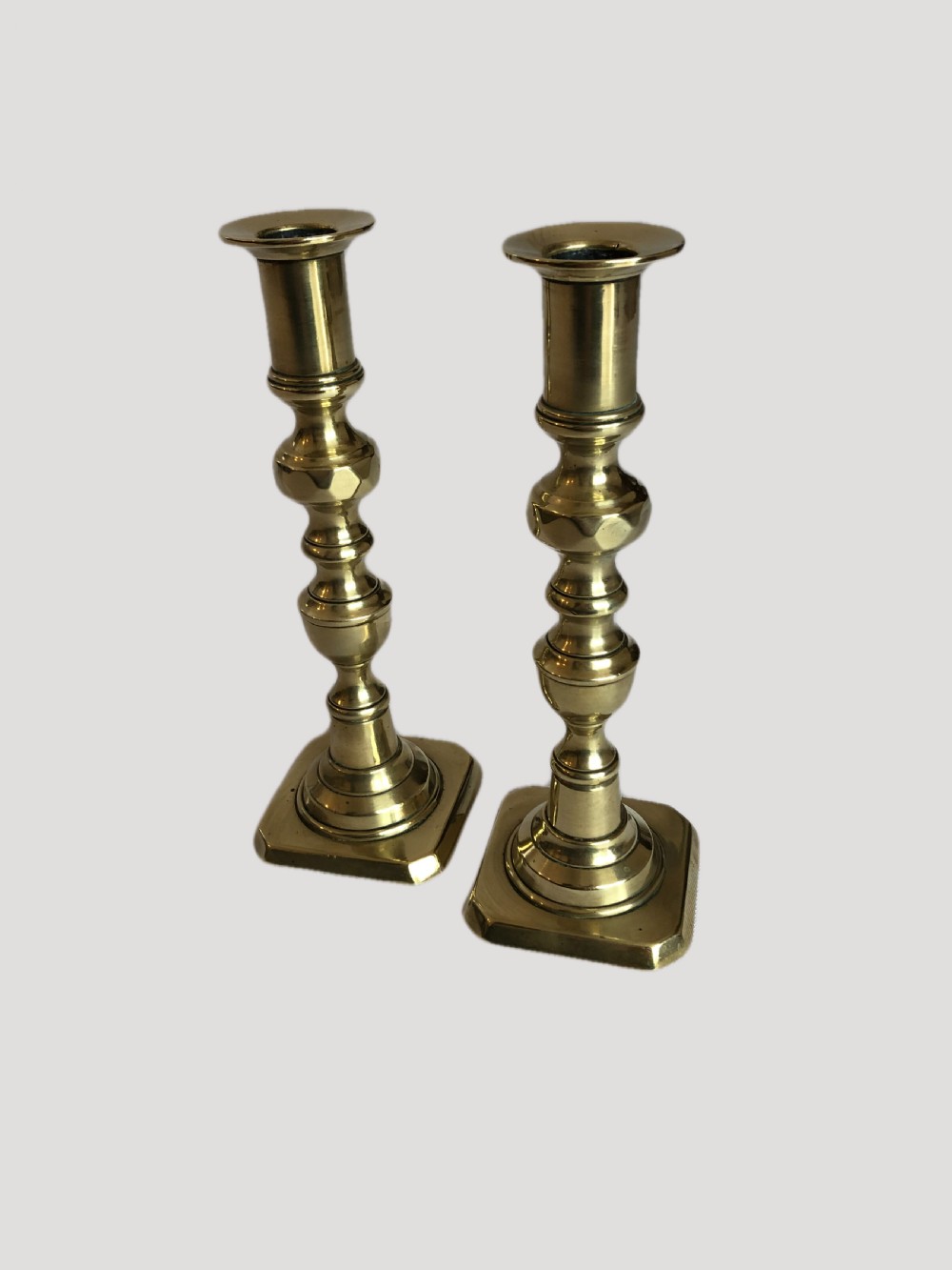 Unusual Pair of Antique Brass Candlesticks View VIII