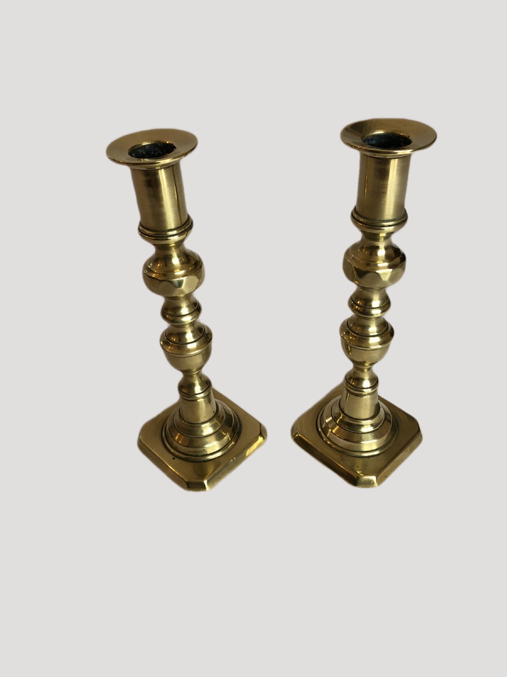 Unusual Pair of Antique Brass Candlesticks View X
